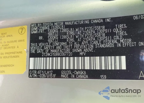 2008 Lexus Rx 350 from USA, damaged, VIN 2T2HK31U88C067720